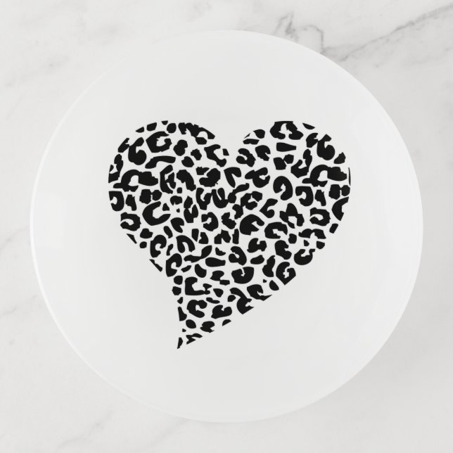 Heart with Cheetah Spots Trinket Tray (Front)