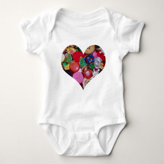 Heart with Christmas Tree Buttons Baby Bodysuit