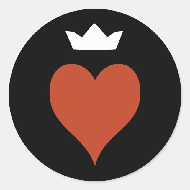Heart with Crown Classic Round Sticker (Front)