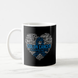 Heart With Dark Blue Ribbon Colon Cancer Awareness Coffee Mug