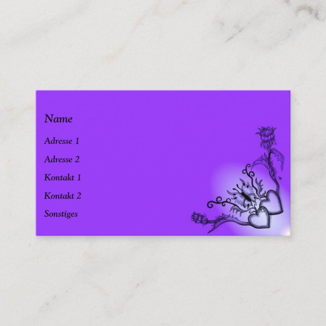 Heart with Flower and Butterfly on Rainbow Business Card (Front)