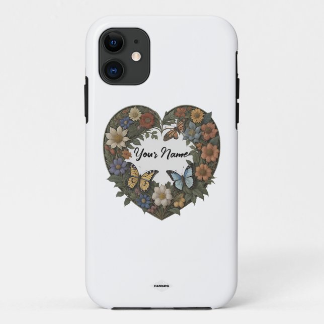 Heart with Flower Wreath iPhone Cell Case HAMbyWG (Back)