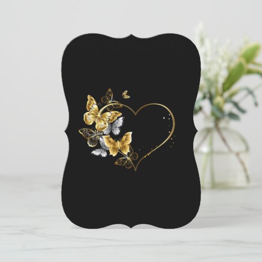 Heart with Golden Butterflies (Standing Front)