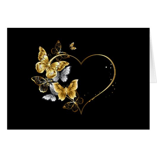 Heart with Golden Butterflies (Front Horizontal)