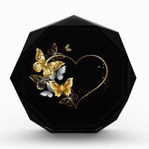 Heart with Golden Butterflies Acrylic Award