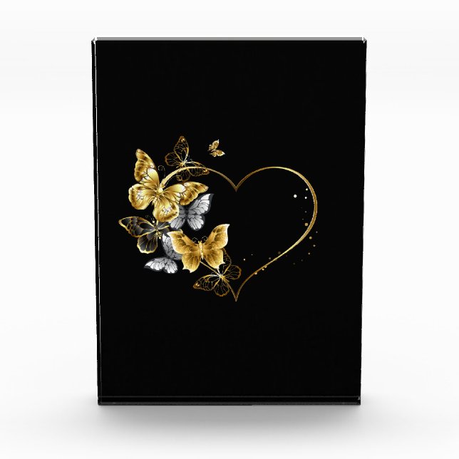 Heart with Golden Butterflies Acrylic Award (Front)