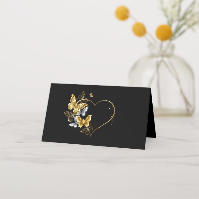 Heart with Golden Butterflies Appointment Card (Front)