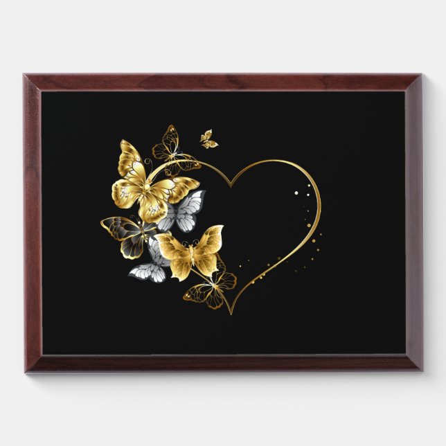 Heart with Golden Butterflies Award Plaque (Horizontal)