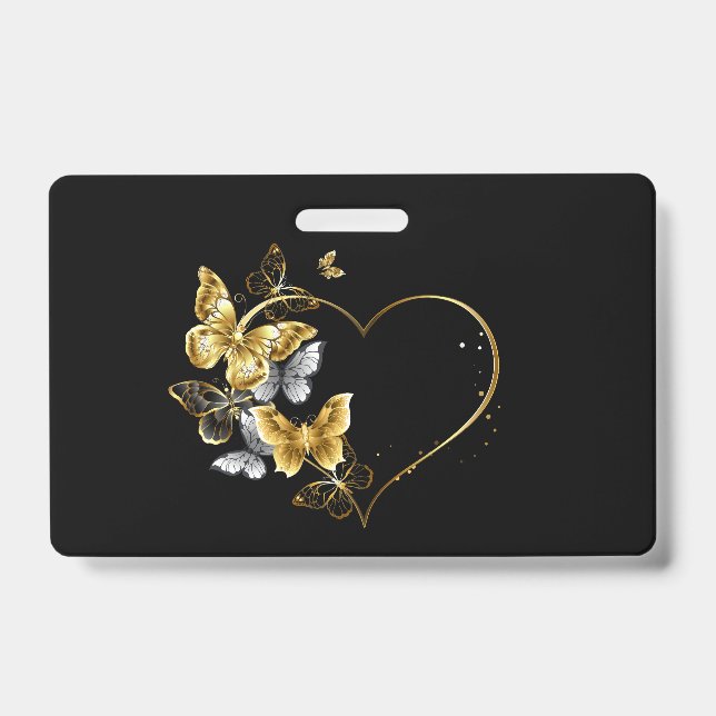 Heart with Golden Butterflies Badge (Front)