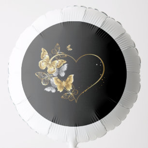 Heart with Golden Butterflies Balloon