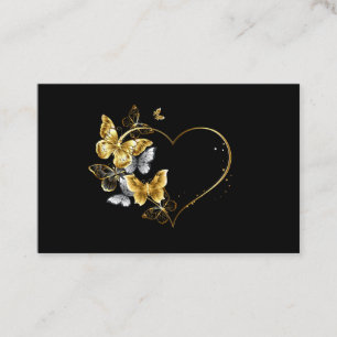 Heart with Golden Butterflies Business Card
