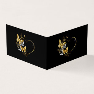 Heart with Golden Butterflies Business Card
