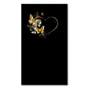 Heart with Golden Butterflies Business Card Magnet