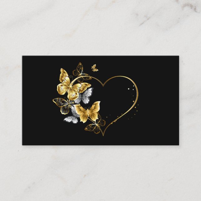 Heart with Golden Butterflies Calling Card (Front)