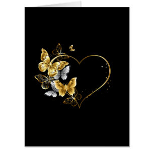 Heart with Golden Butterflies Card