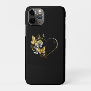 Heart with Golden Butterflies iPhone 11 Pro Case