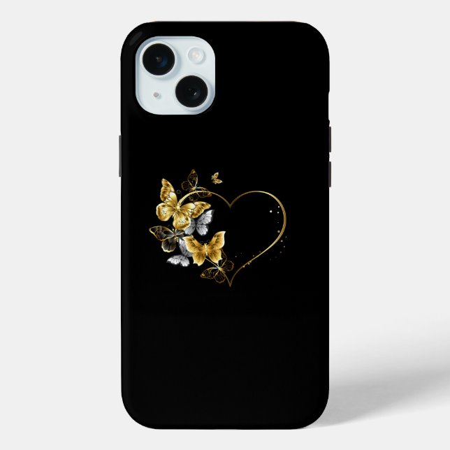 Heart with Golden Butterflies Case-Mate iPhone Case (Back)