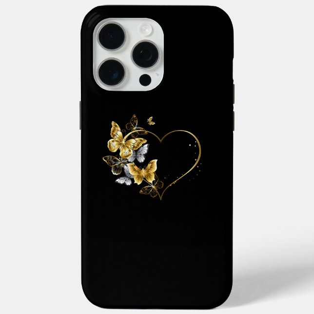 Heart with Golden Butterflies Case-Mate iPhone Case (Back)