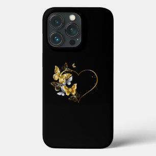 Heart with Golden Butterflies iPhone 13 Pro Case