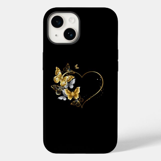 Heart with Golden Butterflies Case-Mate iPhone Case (Back)