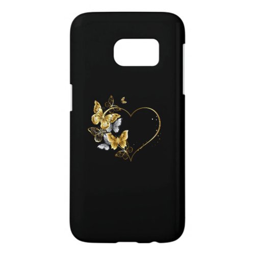 Heart with Golden Butterflies Samsung Galaxy S7 Case