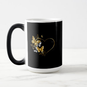 Heart with Golden Butterflies Color Morph Mug
