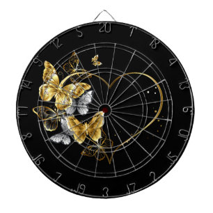 Heart with Golden Butterflies Dart Board