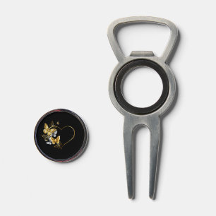 Heart with Golden Butterflies Divot Tool