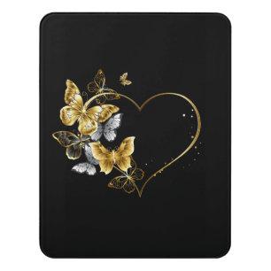 Heart with Golden Butterflies Door Sign