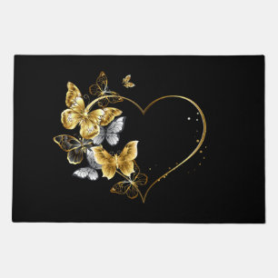 Heart with Golden Butterflies Doormat