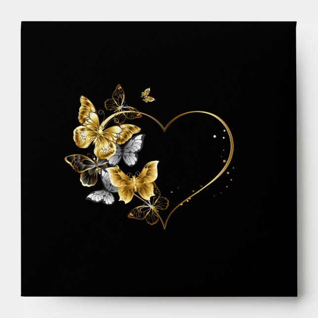 Heart with Golden Butterflies Envelope (Front)