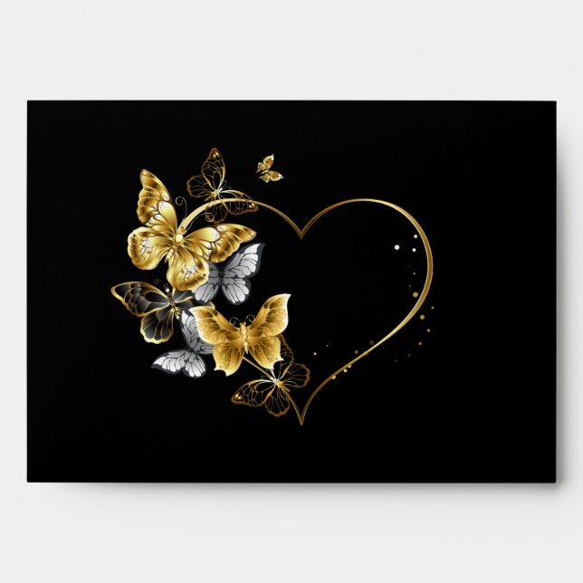 Heart with Golden Butterflies Envelope (Front)