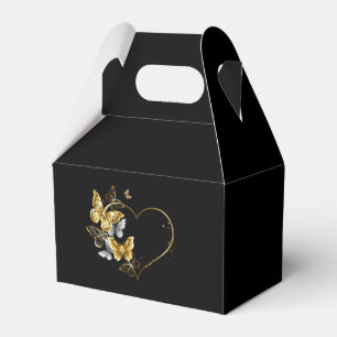 Heart with Golden Butterflies Favor Boxes