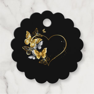 Heart with Golden Butterflies Favor Tags