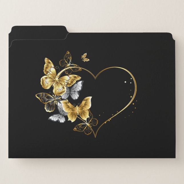Heart with Golden Butterflies File Folder (Front Left)
