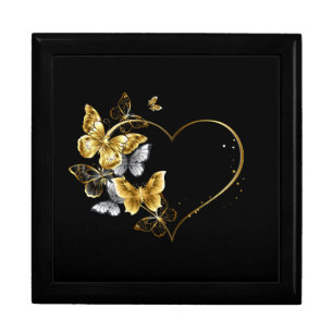 Heart with Golden Butterflies Gift Box
