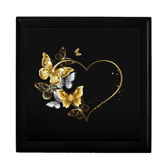 Heart with Golden Butterflies Gift Box (Front)
