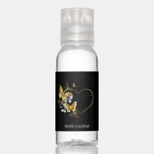 Heart with Golden Butterflies Hand Sanitizer