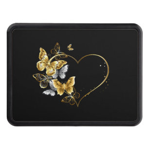 Heart with Golden Butterflies Hitch Cover