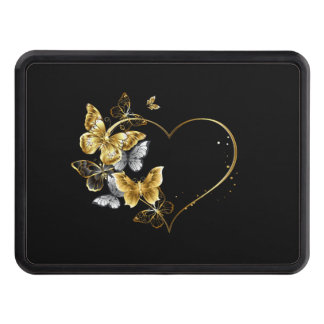 Heart with Golden Butterflies Hitch Cover