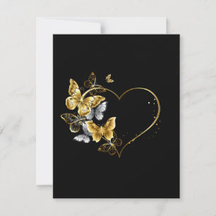 Heart with Golden Butterflies Invitation