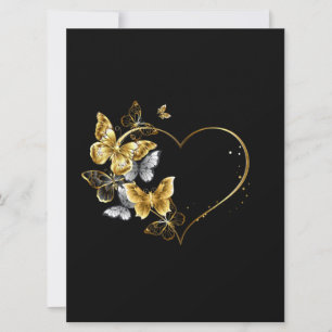 Heart with Golden Butterflies Invitation