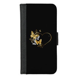 Heart with Golden Butterflies iPhone 8/7 Wallet Case