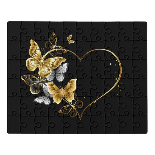 Heart with Golden Butterflies Jigsaw Puzzle (Puzzle Horizontal)