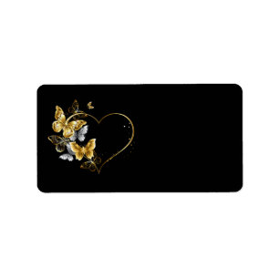 Heart with Golden Butterflies Label