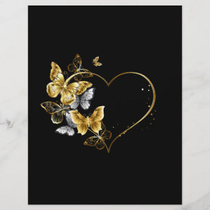 Heart with Golden Butterflies Letterhead