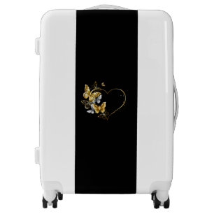 Heart with Golden Butterflies Luggage
