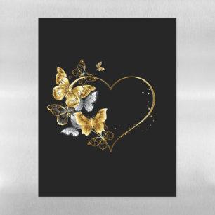 Heart with Golden Butterflies Magnetic Dry Erase Sheet