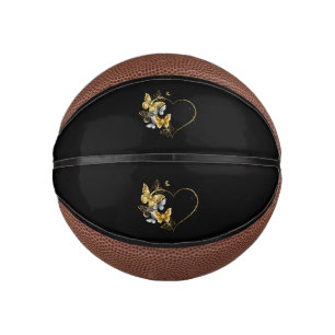 Heart with Golden Butterflies Mini Basketball