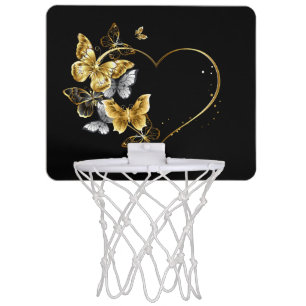 Heart with Golden Butterflies Mini Basketball Hoop